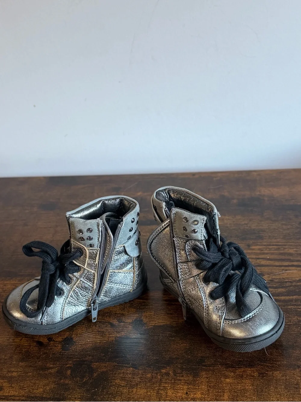 GF Ferre Metallic Leather High-Top Toddler Shoes – EU 20, Made in Italy